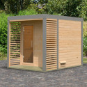 Sauna d'extérieur 4 à 5 places - parois 38mm - avec terrasse - sans poêle - Ares 2 - KARIBU