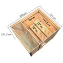 Sauna d'extérieur 4 à 5 places - parois 38mm - avec terrasse - poêle ctrl externe - Ares 2 - KARIBU