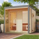 Sauna d'extérieur 4 à 5 places - parois 38mm - avec terrasse - poêle Easy Bio ctrl externe - Ares 2 - KARIBU
