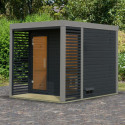Sauna d'extérieur en bois anthracite 4 à 5 places - parois 38mm - avec terrasse - sans poêle - Ares 2 - KARIBU