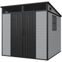 Abri de jardin en résine brossée DICKINS Skylight 4m² gris et noir + plancher - JOBU