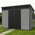 Abri de jardin en résine brossée DICKINS Skylight 6,05m² gris et noir + plancher - JOBU
