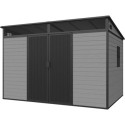Abri de jardin en résine brossée DICKINS Skylight 6,05m² gris et noir + plancher - JOBU