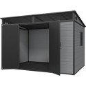 Abri de jardin en résine brossée DICKINS Skylight 6,05m² gris et noir + plancher - JOBU
