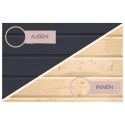 Sauna d'extérieur en bois anthracite 6 à 8 places - parois 38mm - avec terrasse - sans poêle - Ares 3 - KARIBU