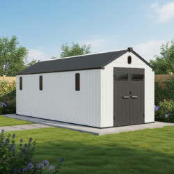 Abri de jardin en résine brossée DOCKER 14m² skylight + plancher - Jobu