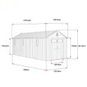 Abri de jardin en résine brossée DOCKER 14m² skylight + plancher - Jobu