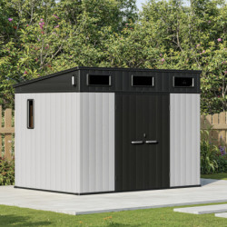 Abri de jardin en résine brossée toit monopente DOCKER 6m² + plancher - Jobu