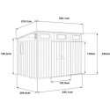 Abri de jardin en résine brossée toit monopente DOCKER 6m² + plancher - Jobu