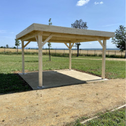 Carport OMBRA 12,53m² en bois massif avec toit bac acier HABRITA