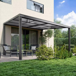 Pergola adossée en aluminium et polycarbonate 392x305cm Lina - Cerland	