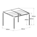Pergola adossée en aluminium et polycarbonate 392x305cm Lina - Cerland	