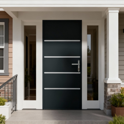 Porte d'entrée Lisandre en aluminium 96x218cm - gris anthracite - poussant gauche - X-METAL