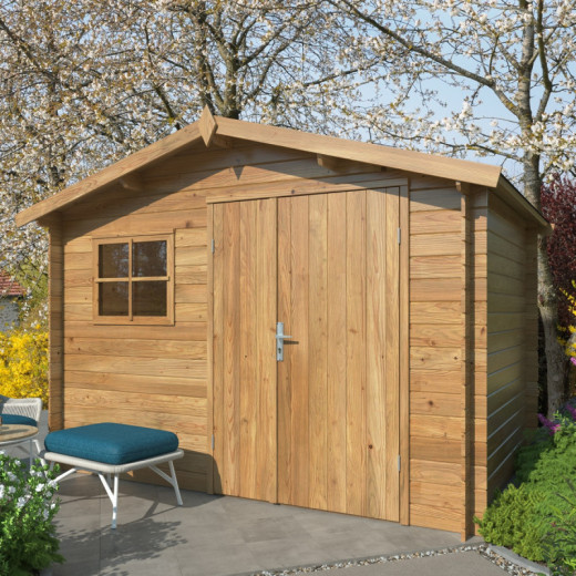 Abri de jardin en bois traité Pablo 3 - madriers 19mm - WhiteWood