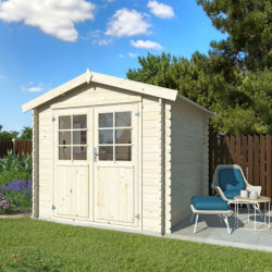 Abri de jardin en bois brut 6,25m² Valence 1 - madriers 28mm - WhiteWood