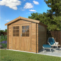 Abri de jardin en bois traité 6,25m² Valence 1 - madriers 28mm - WhiteWood