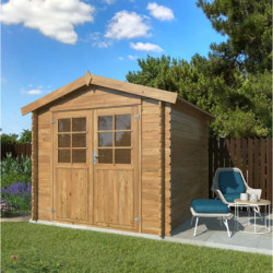 Abri de jardin en bois traité 6,25m² Valence 1 - madriers 28mm - WhiteWood