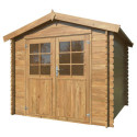 Abri de jardin en bois traité 6,25m² Valence 1 - madriers 28mm - WhiteWood