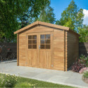Abri de jardin en bois traité 8,76m² Valence 2 - madriers 28mm - WhiteWood