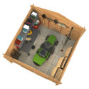 Abri de jardin en bois traité 8,76m² Valence 2 - madriers 28mm - WhiteWood