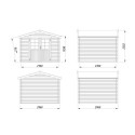 Abri de jardin en bois traité 8,76m² Valence 2 - madriers 28mm - WhiteWood