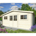 Abri de jardin en bois brut 19m² Luxembourg 2 - madriers 28mm - WhiteWood