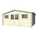 Abri de jardin en bois brut 19m² Luxembourg 2 - madriers 28mm - WhiteWood