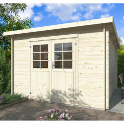 Abri de jardin en bois brut 8,8m² Lola 1 - madriers 28mm - WhiteWood