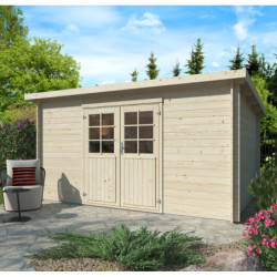 Abri de jardin en bois brut 11m² Lola 2 - madriers 28mm - WhiteWood