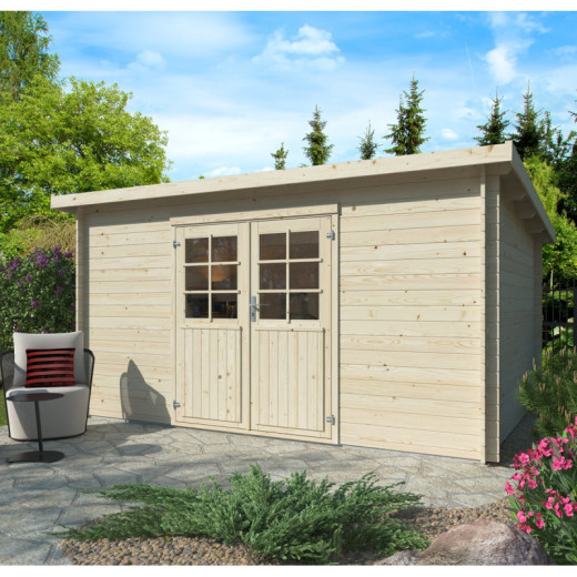 Abri de jardin en bois brut 11m² Lola 2 - madriers 28mm - WhiteWood