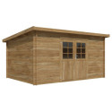 Abri de jardin en bois traité 11m² Lola 2 - madriers 28mm - WhiteWood
