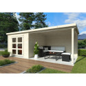 Abri de jardin en bois brut 7,62m² Lya 1 avec terrasse - madriers 28mm - WhiteWood