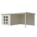 Abri de jardin en bois brut 7,62m² Lya 1 avec terrasse - madriers 28mm - WhiteWood