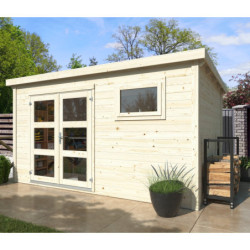 Abri de jardin en bois brut 10,63m² Lya 2 - madriers 28mm - WhiteWood