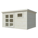 Abri de jardin en bois brut 10,63m² Lya 2 - madriers 28mm - WhiteWood