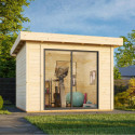 Bureau de jardin en bois brut 8,22m² Lydia - madriers 28mm - WhiteWood