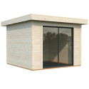 Bureau de jardin en bois brut 8,22m² Lydia - madriers 28mm - WhiteWood