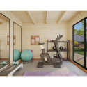 Bureau de jardin en bois brut 8,22m² Lydia - madriers 28mm - WhiteWood