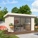 Bureau de jardin en bois brut 11,12m² Lydia - madriers 28mm - WhiteWood