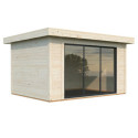 Bureau de jardin en bois brut 11,12m² Lydia - madriers 28mm - WhiteWood