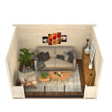 Bureau de jardin en bois brut 11,12m² Lydia - madriers 28mm - WhiteWood