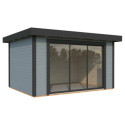 Bureau de jardin en bois gris 11,12m² Lydia - madriers 28mm - WhiteWood