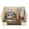 Bureau de jardin en bois brut 14,85m² Lydia - madriers 28mm - WhiteWood