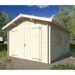 Garage en bois brut 16,5m² Prague - madriers 34mm - WhiteWood