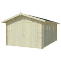 Garage en bois brut 16,5m² Prague - madriers 34mm - WhiteWood