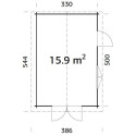 Garage en bois brut 16,5m² Prague - madriers 34mm - WhiteWood