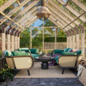 Serre de jardin 14,5m² Emilia en bois traité et verre trempé - Palmako