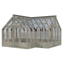 Serre de jardin 22,9m² Emilia en bois traité et verre trempé - Palmako