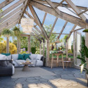 Serre de jardin 22,9m² Emilia en bois traité et verre trempé - Palmako