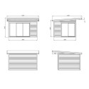 Bureau de jardin en bois brut 11,7m² Andrea - madriers 44mm - Palmako